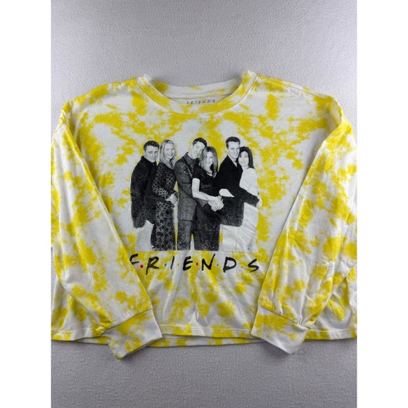 Friends The Television Series Tops - Friends TV Series Yellow Tie Dye L/S Crop Top Graphic Shirt Mens M JT24426